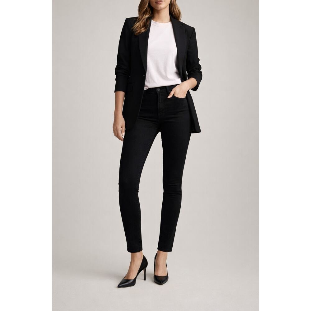 MOTHER The Looker High Waist Skinny Jeans Black Size 30 Ankle Stretch USA Made